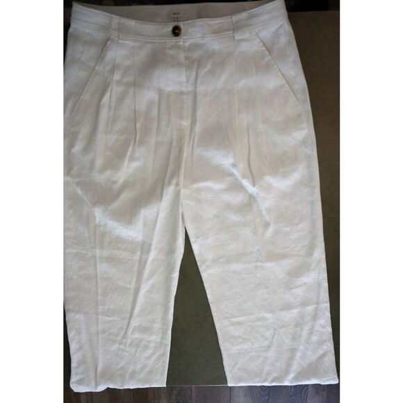 A.L.C. Women's Sz 14 Ecru Off-White Tommy Straight-Leg High-Waisted Pants $450 - Picture 1 of 9